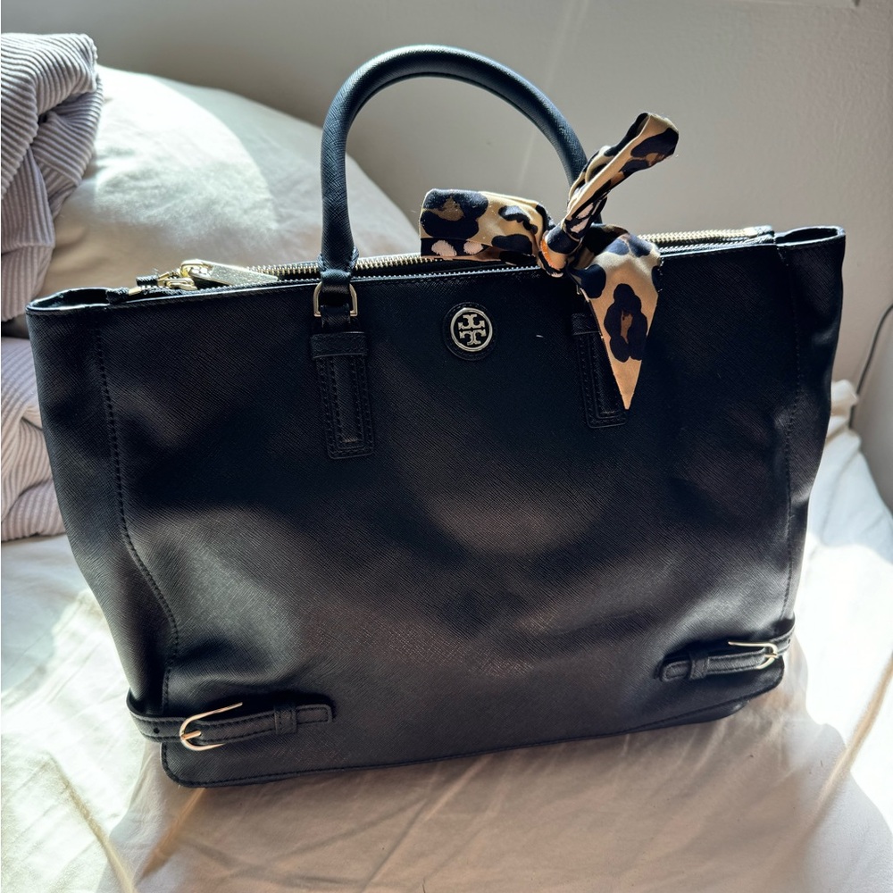 Tory Burch Robinson Bag Large Multi Black Saffiano Leather Tote